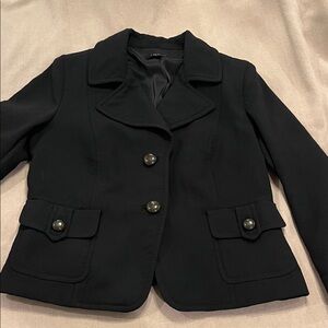 Talbots Black Women's Tailored Blazer with Decorative Button Pockets